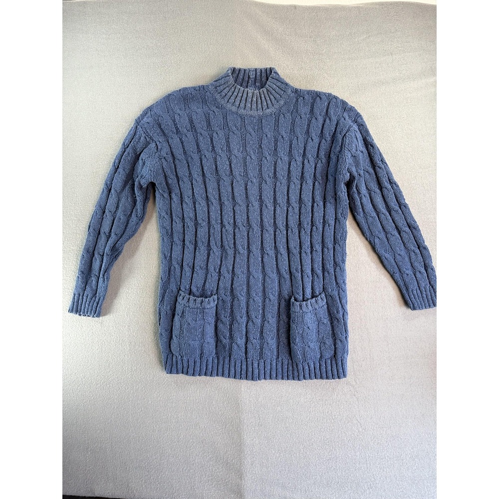 Lauren Ralph Lauren Sweater Womens S Blue Cable Knit Heavy Tunic Pockets‎